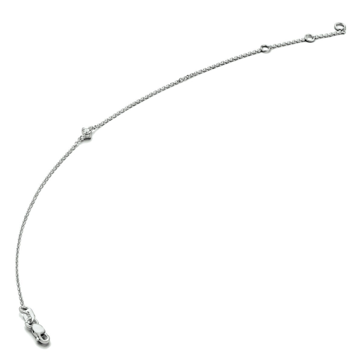 Pulsera de oro blanco de 14k con un diamante de 0,03 ct.