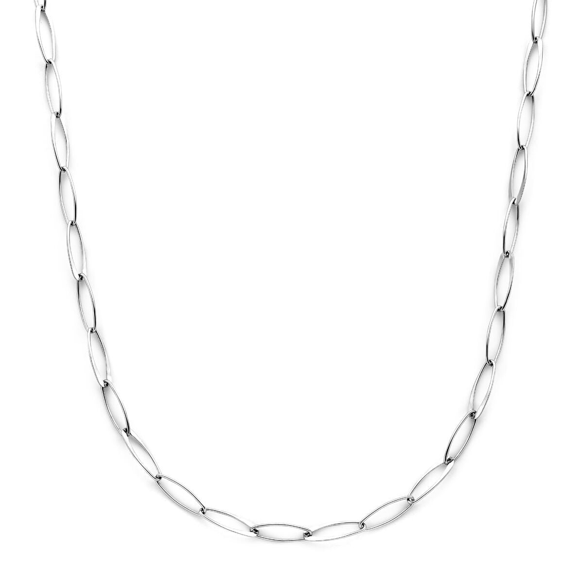 Collar de ancla de 6 mm en plata rhodium, con eslabones alargados y longitud de 45 cm.