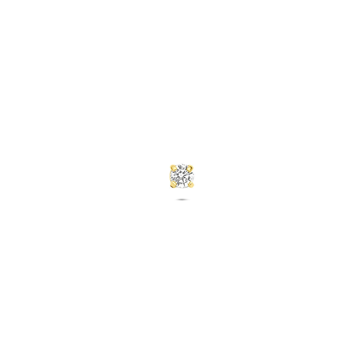 Piercing de oro amarillo de 14k con zircón, diseño plano y forma cuadrada.