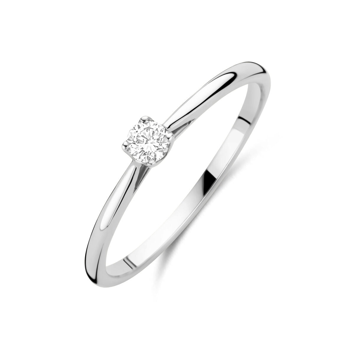 Anillo de dama de oro blanco de 14k con diamante cultivado en laboratorio de 0.10ct.