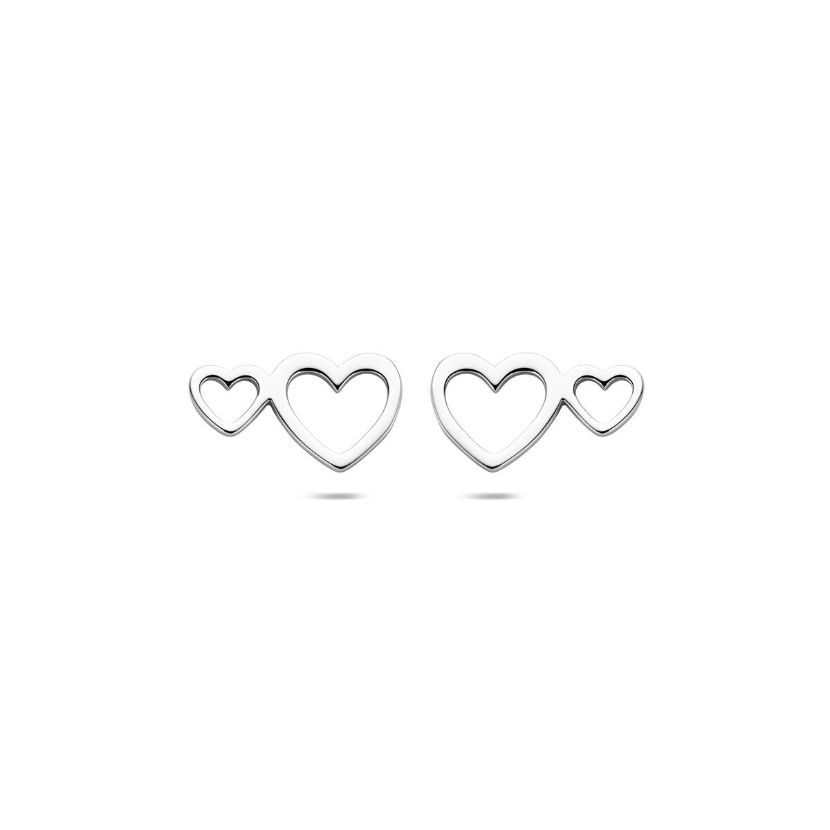 Pendientes de botón de plata con corazones – plata 925 rodiada