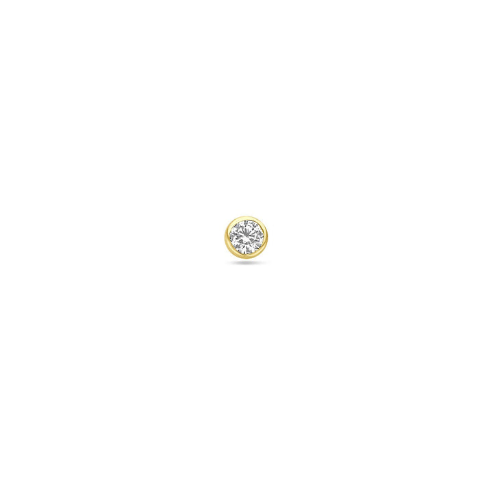 9k Geelgouden flat back piercing met zirkonia 3 mm