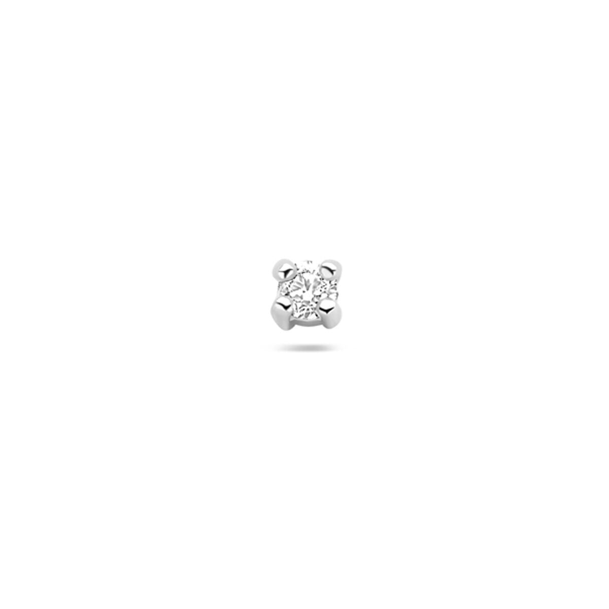 Pendiente de primera puesta de plata con circonitas, acabado en rodio.