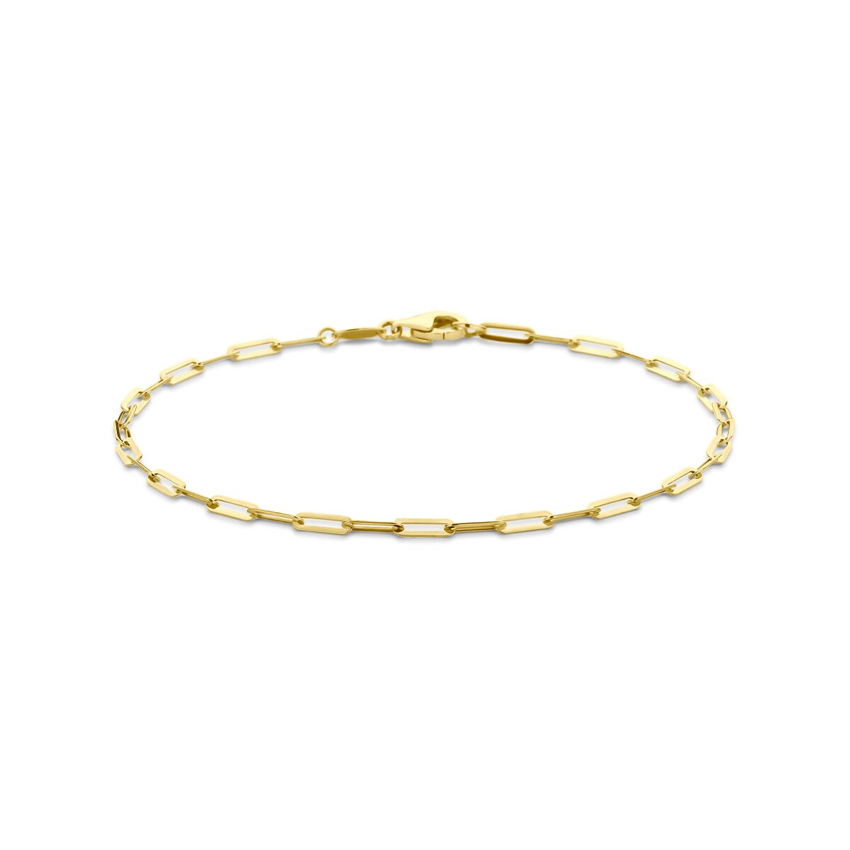 Pulsera de ancla de oro amarillo de 9 quilates con eslabones finos.