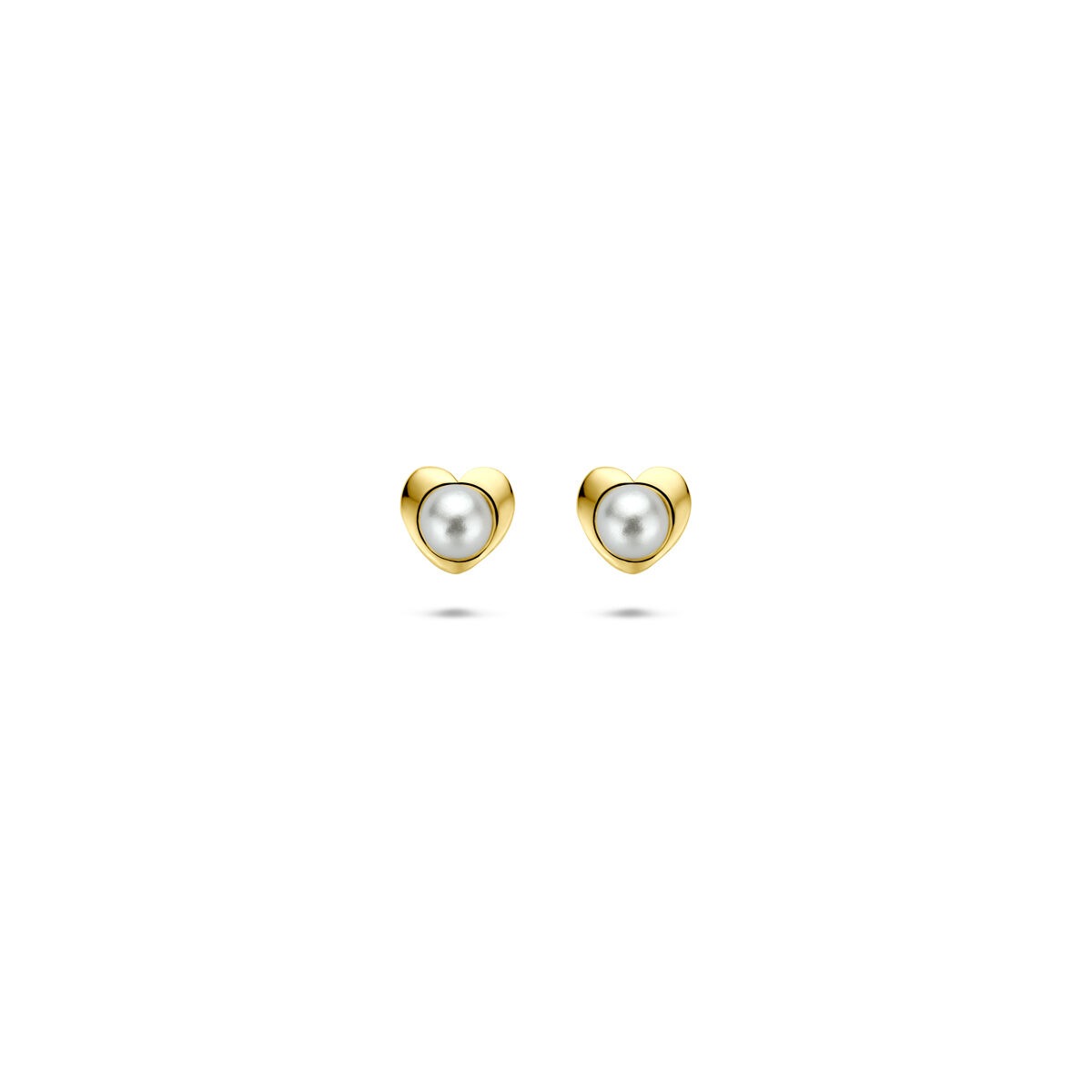 Pendientes de oro amarillo de 14k con perla de 4,5 mm en forma redonda.