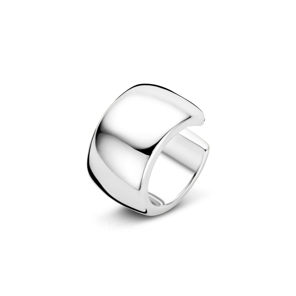 Ear cuff de plata 925 con un diseño liso y curvado, de forma moderna y brillante.