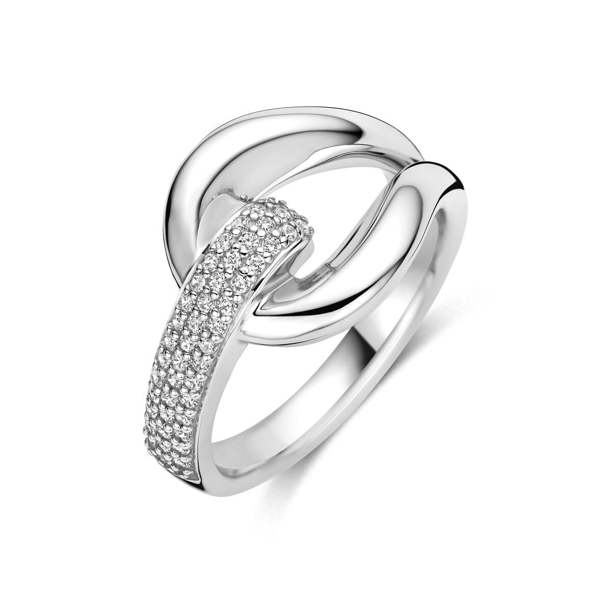 Anillo de plata 925 rodiada con pavé de circonitas brillantes.
