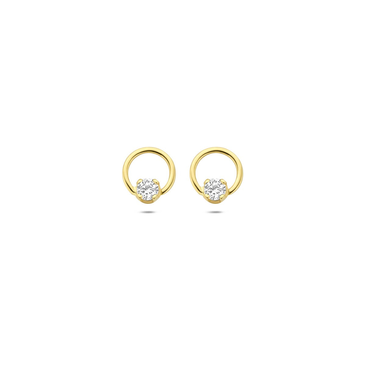 Pendientes de aro de oro amarillo de 14k con diamantes lab-grown de 0,13 ct.