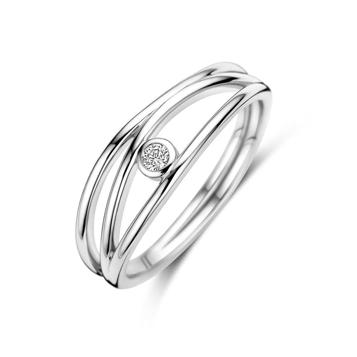 Gerhodineerd 925 zilveren ring met zirkonia