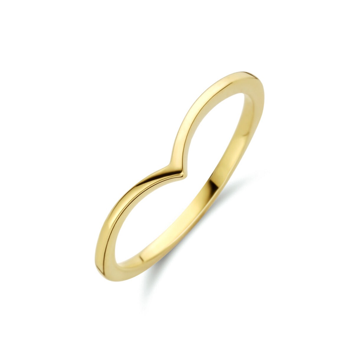 Anillo de oro amarillo de 9 quilates con diseño en forma de corazón y ancho de 4 mm.