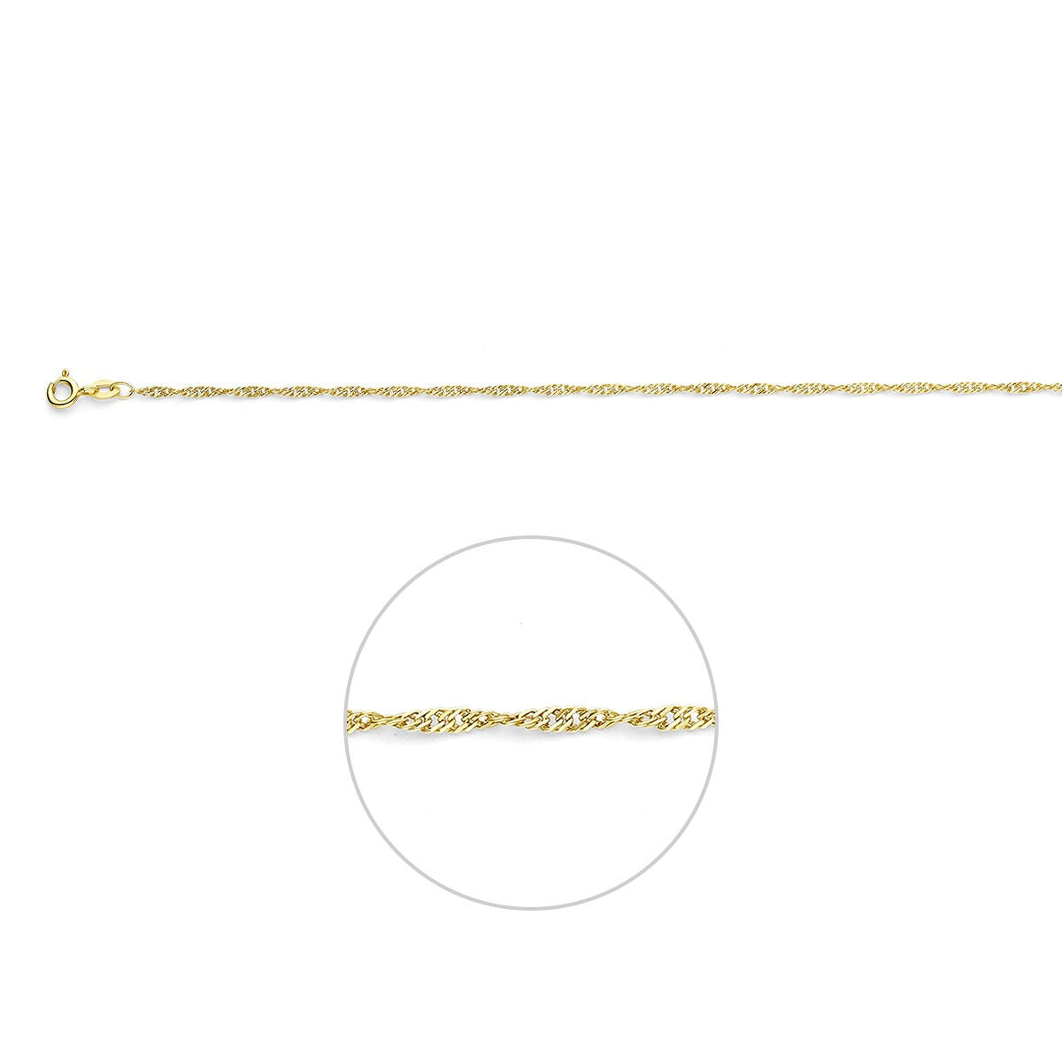 Collar de dama en oro amarillo de 9k con eslabones de Singapore de 1,8 mm de ancho.