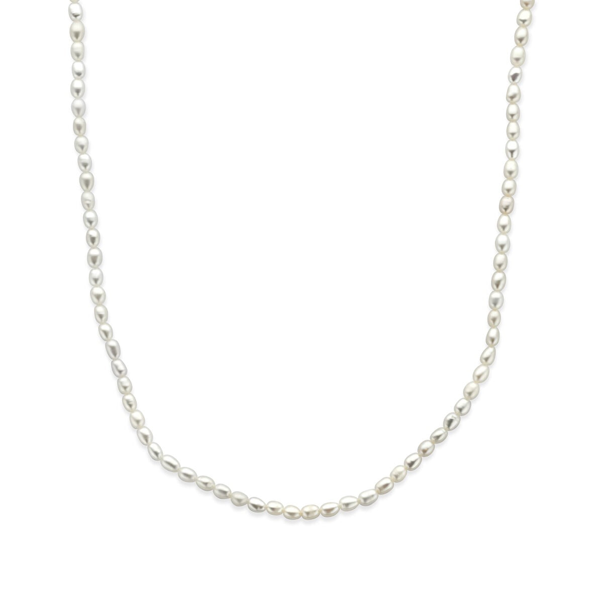 Cadena de perlas de plata rodiada con longitud ajustable.