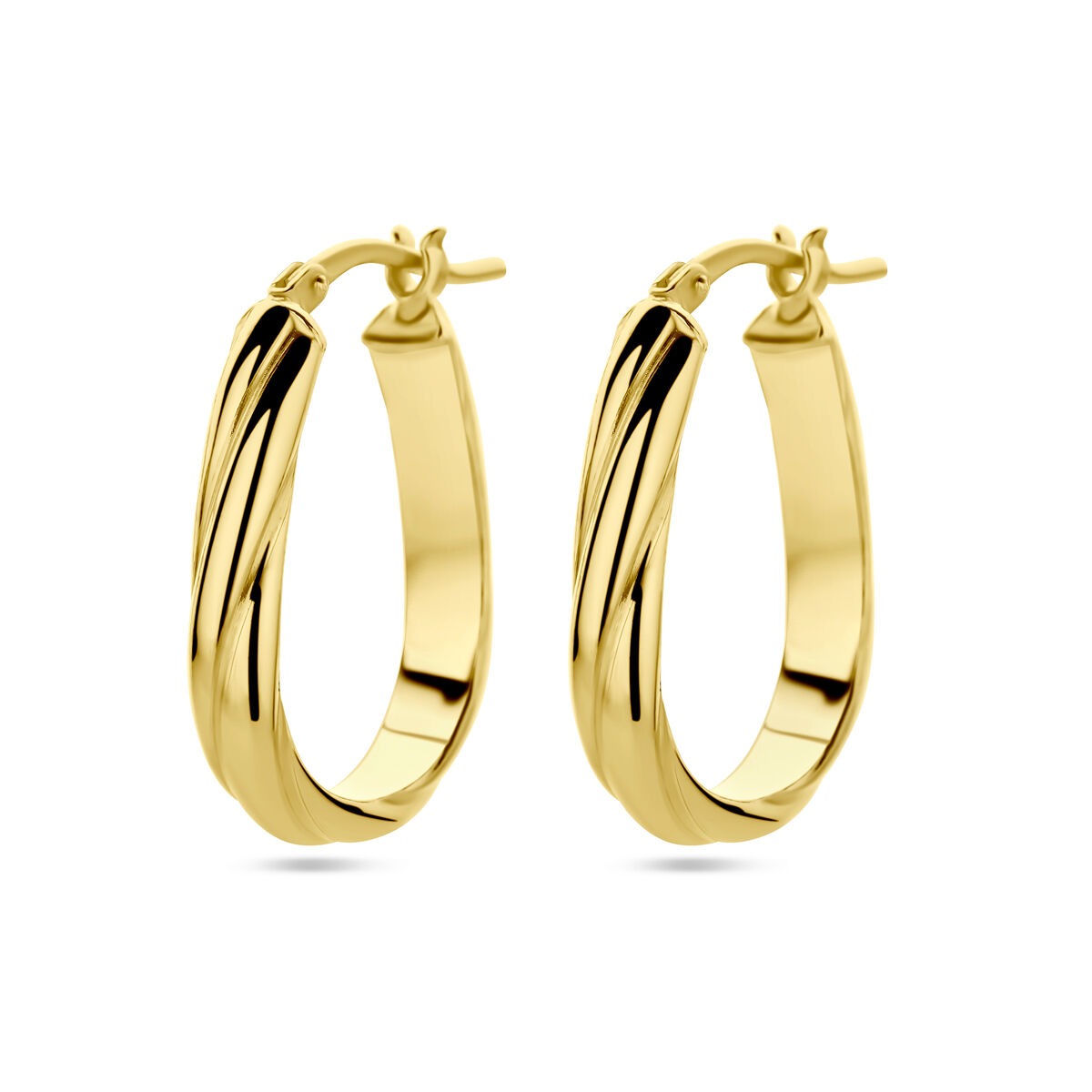 Pendientes de aro dorados en plata 925 con diseño retorcido de 24 mm.