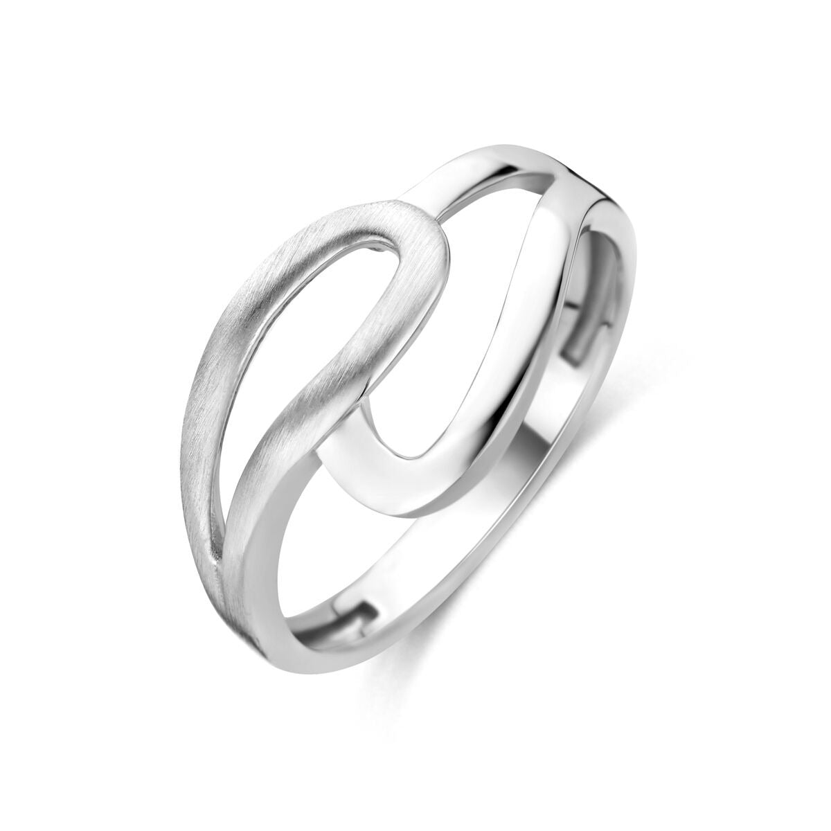 Anillo de plata 925 con acabado pulido y mate, con diseño ondulado y moderno.