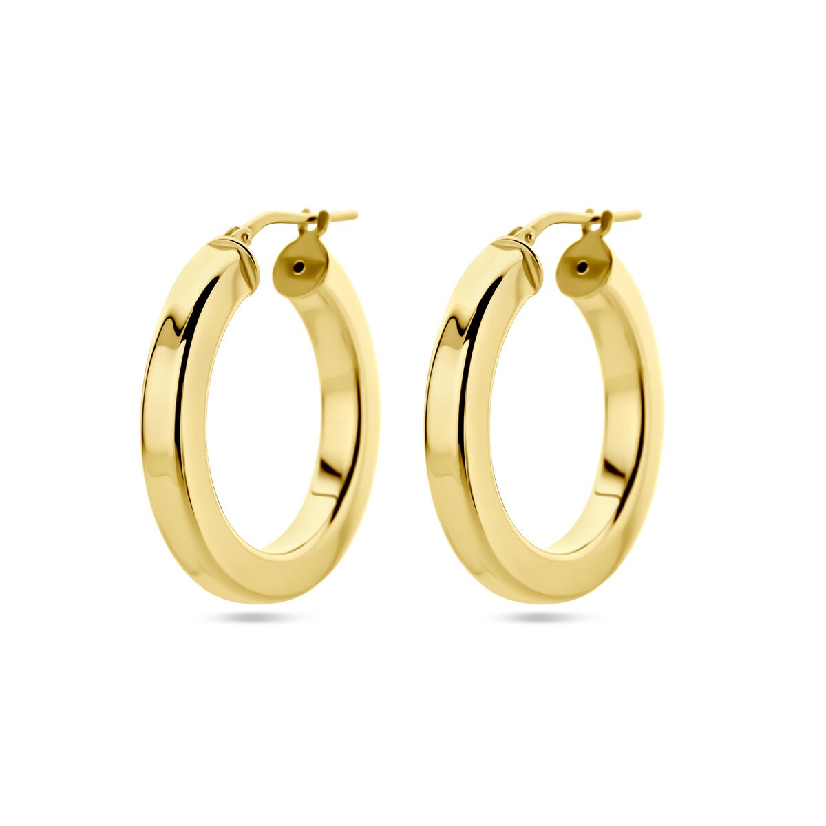 Pendientes de aro dorados de 27,5 mm en plata 925 con diseño plano.