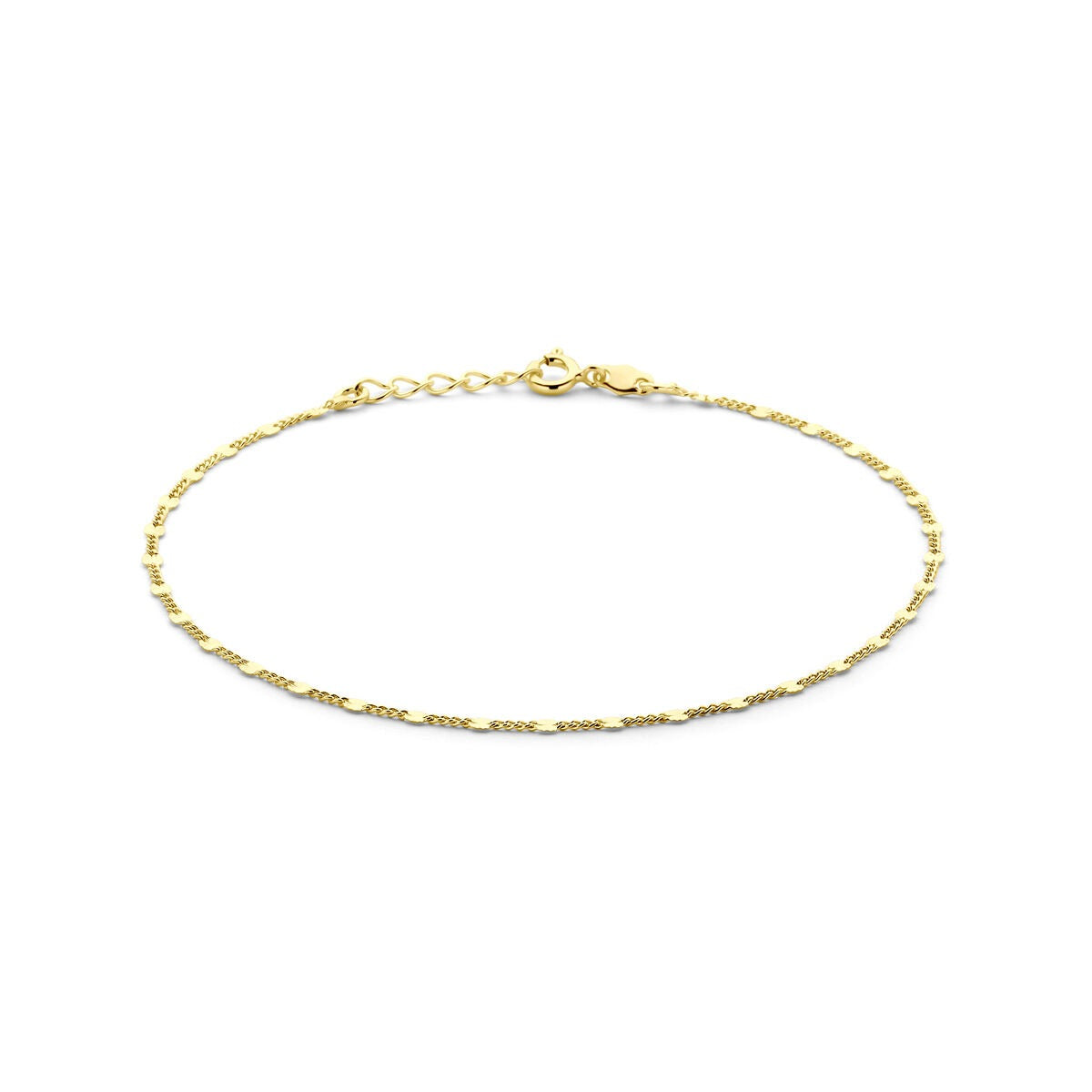 Anillo de tobillo dorado sobre plata con finos eslabones.
