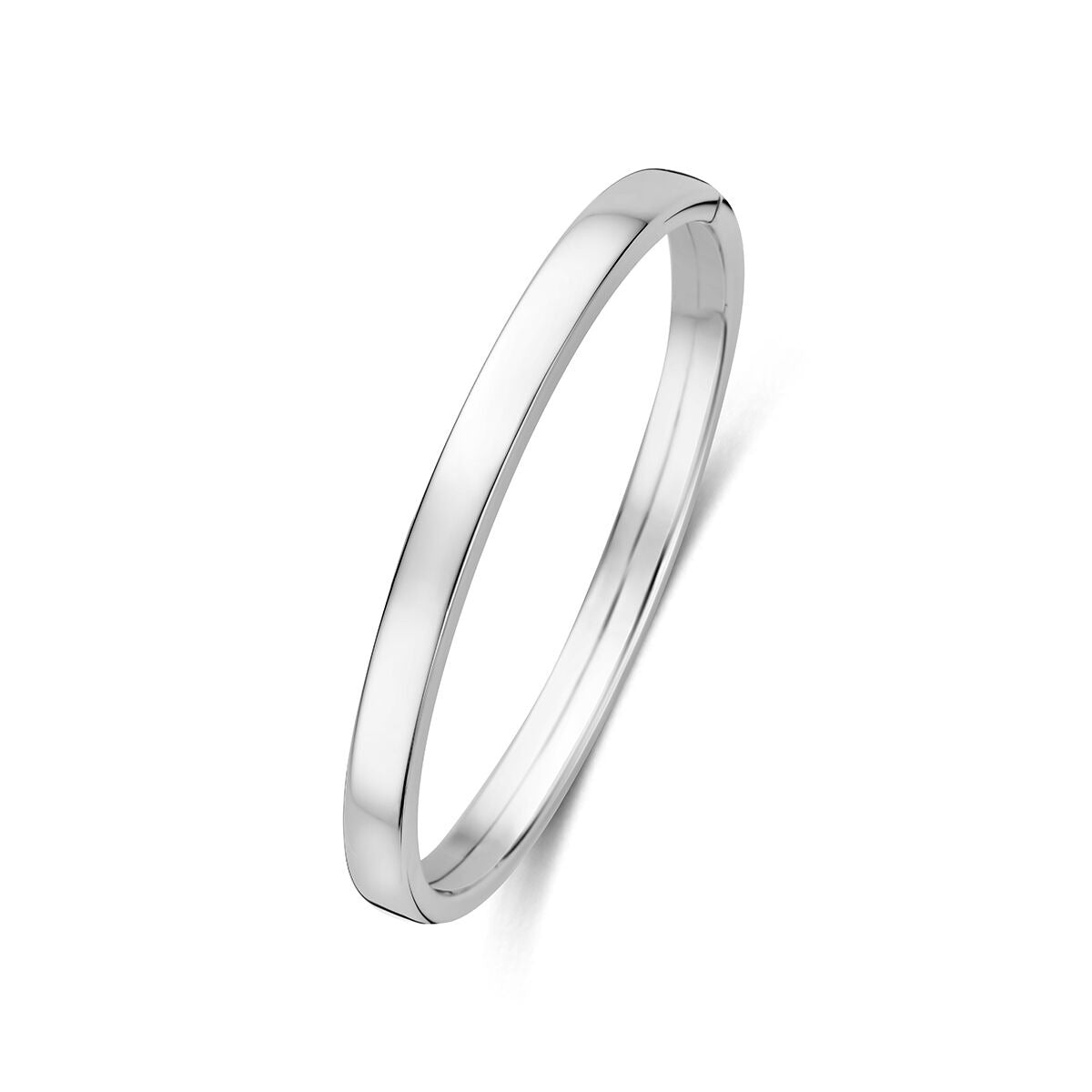Brazalete de plata 925 con acabado en rodio, de forma delgada y lisa.