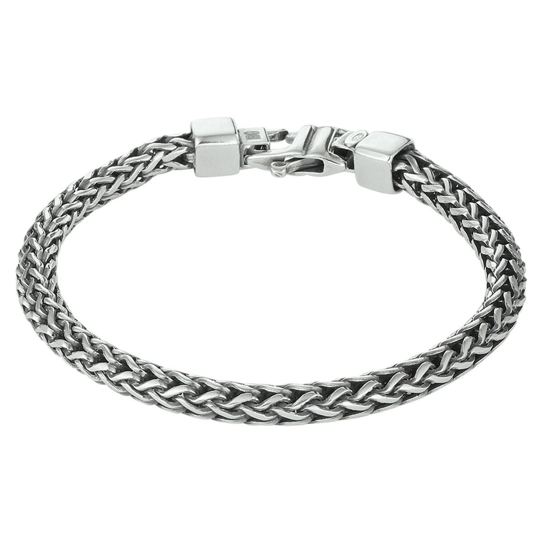 Geoxideerde zilveren heren armband vossestaart 5 mm