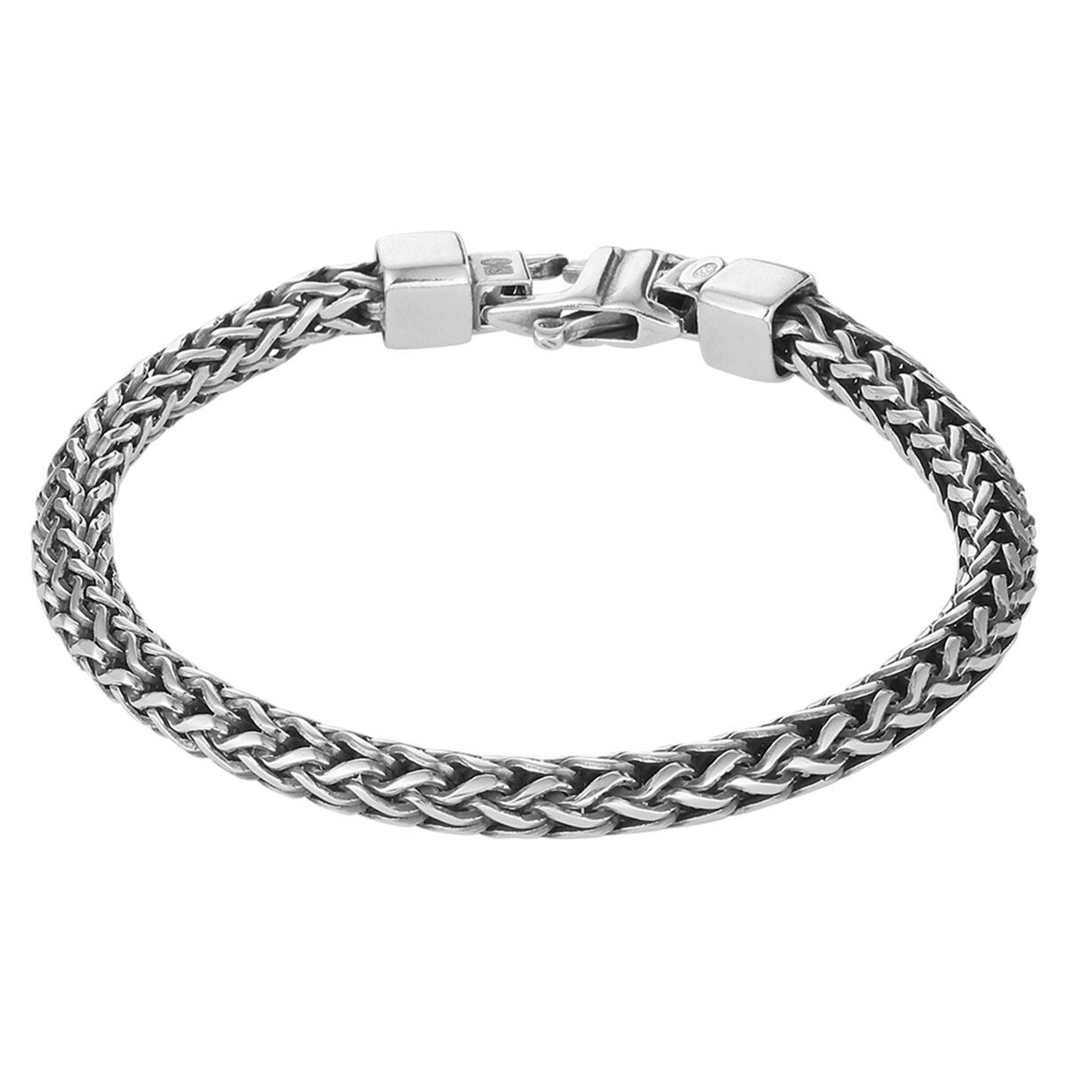 Pulsera de hombre de plata oxidada con diseño de cola de zorro de 5 mm.
