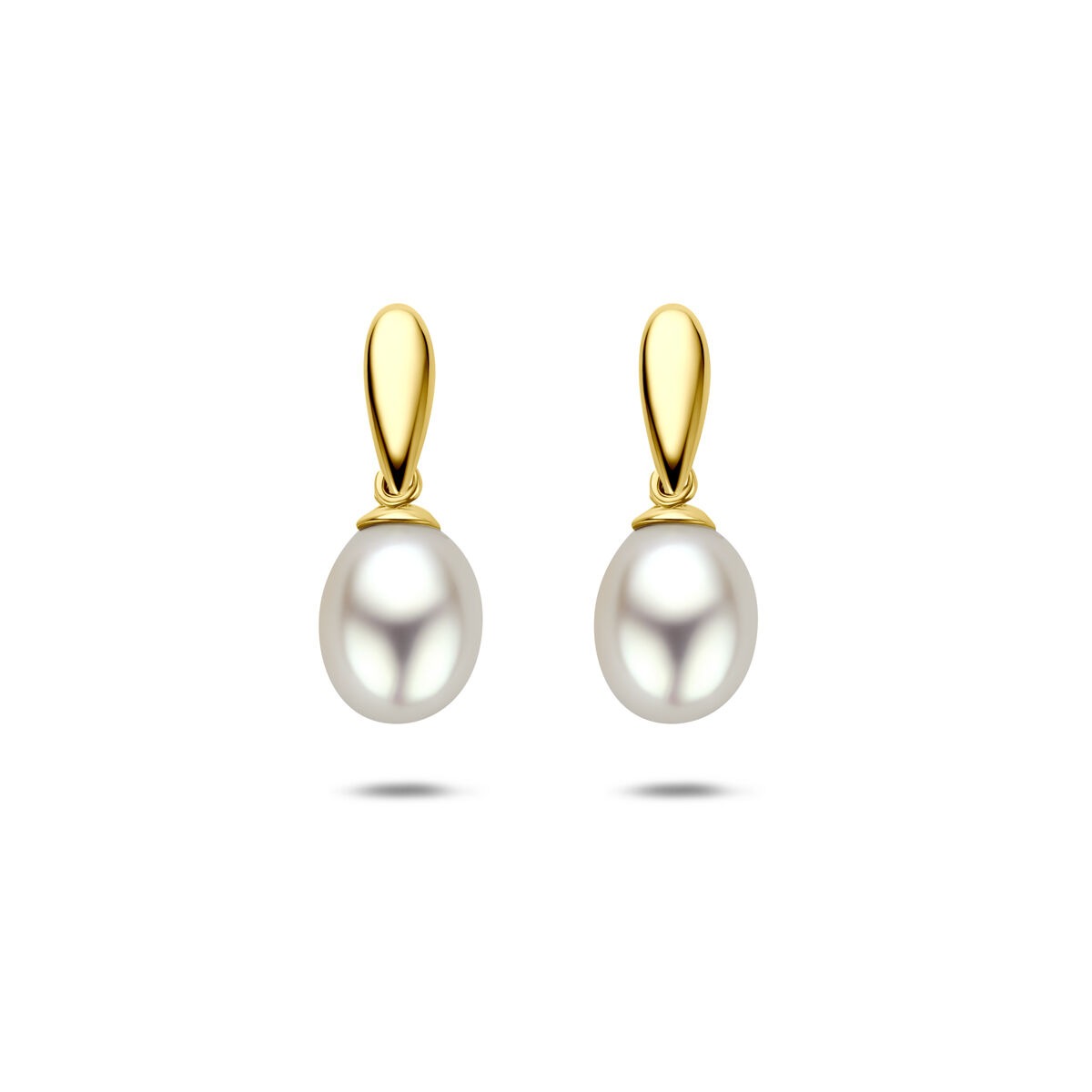 Pendientes de oro amarillo de 9k con perla en forma de gota.