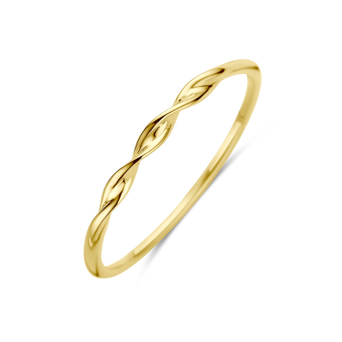 Anillo de oro amarillo de 9 quilates con diseño trenzado.