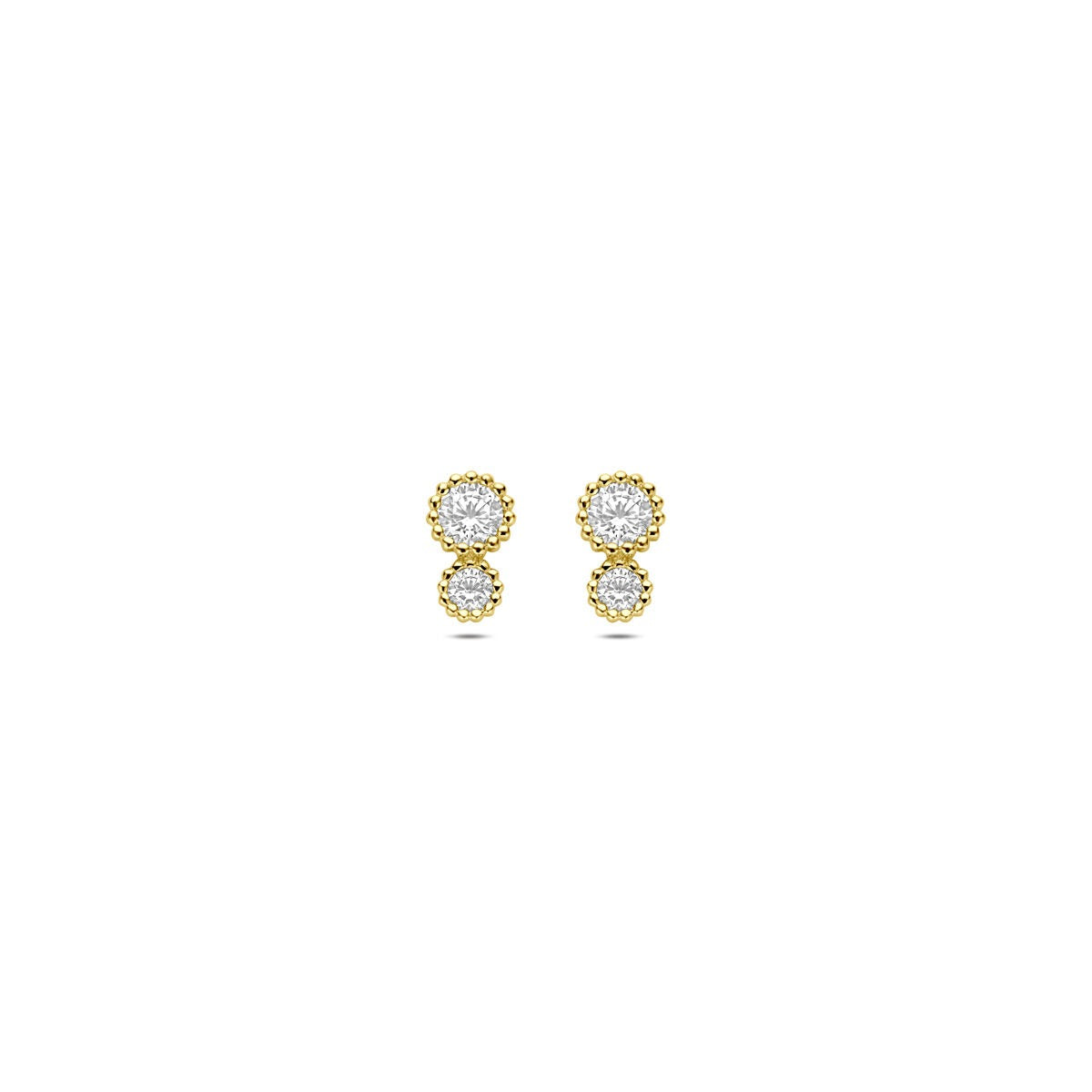 Pendientes de oro amarillo de 14k con circonitas en engaste.