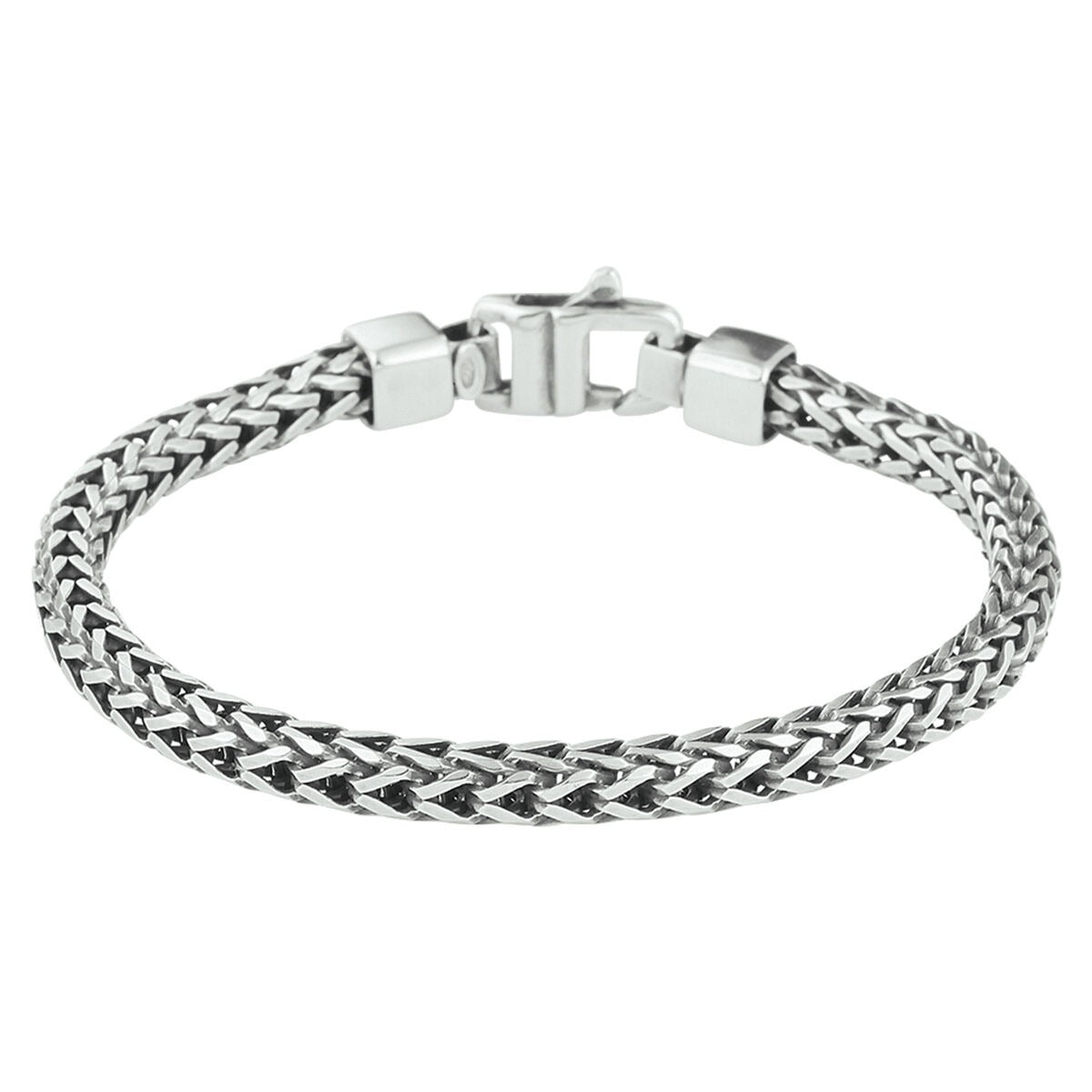 Pulsera de hombre de plata 925 oxidada con eslabones de cola de zorro.