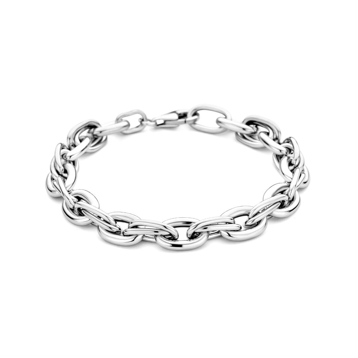 Pulsera de mujer de plata rodiada 925 con eslabones gruesos.