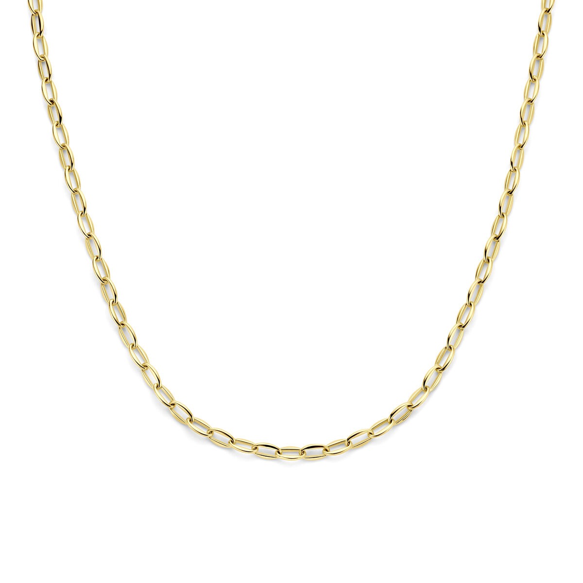 Collar de ancla en oro amarillo de 14k con eslabones alargados.
