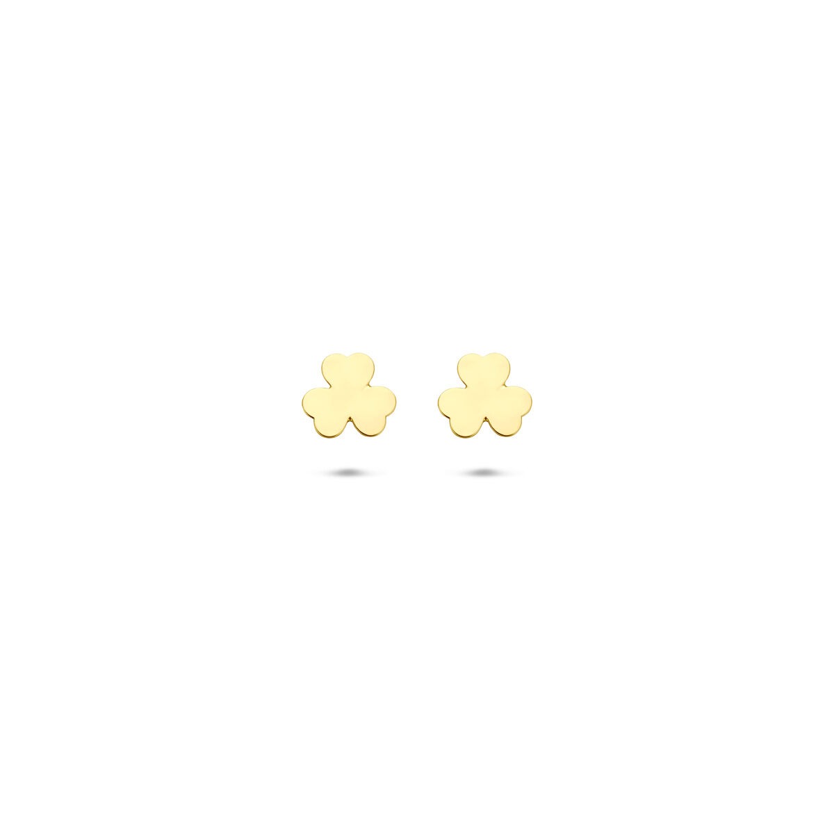 Pendientes de oro de 14k en forma de trébol de 5 mm.