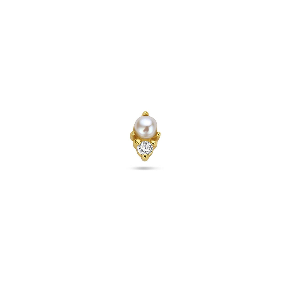 Piercing de plata 925 chapada en oro con perla y circonita.