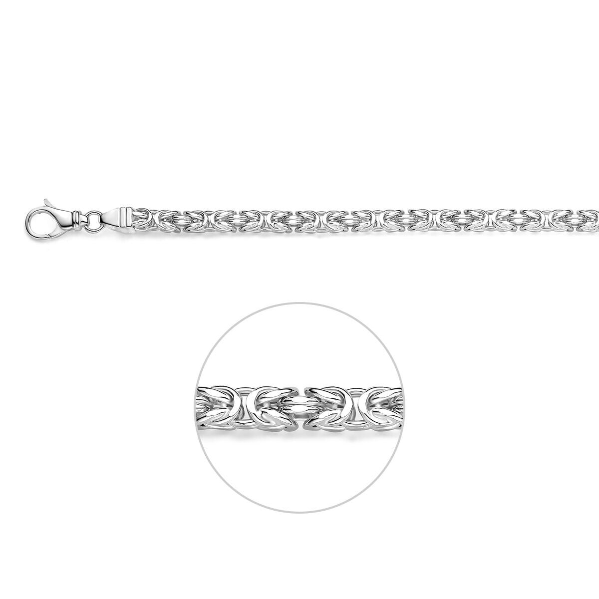 Cadena bizantina de plata de 925, 5,6 mm de grosor, con un diseño intrincado y cierre de langosta.