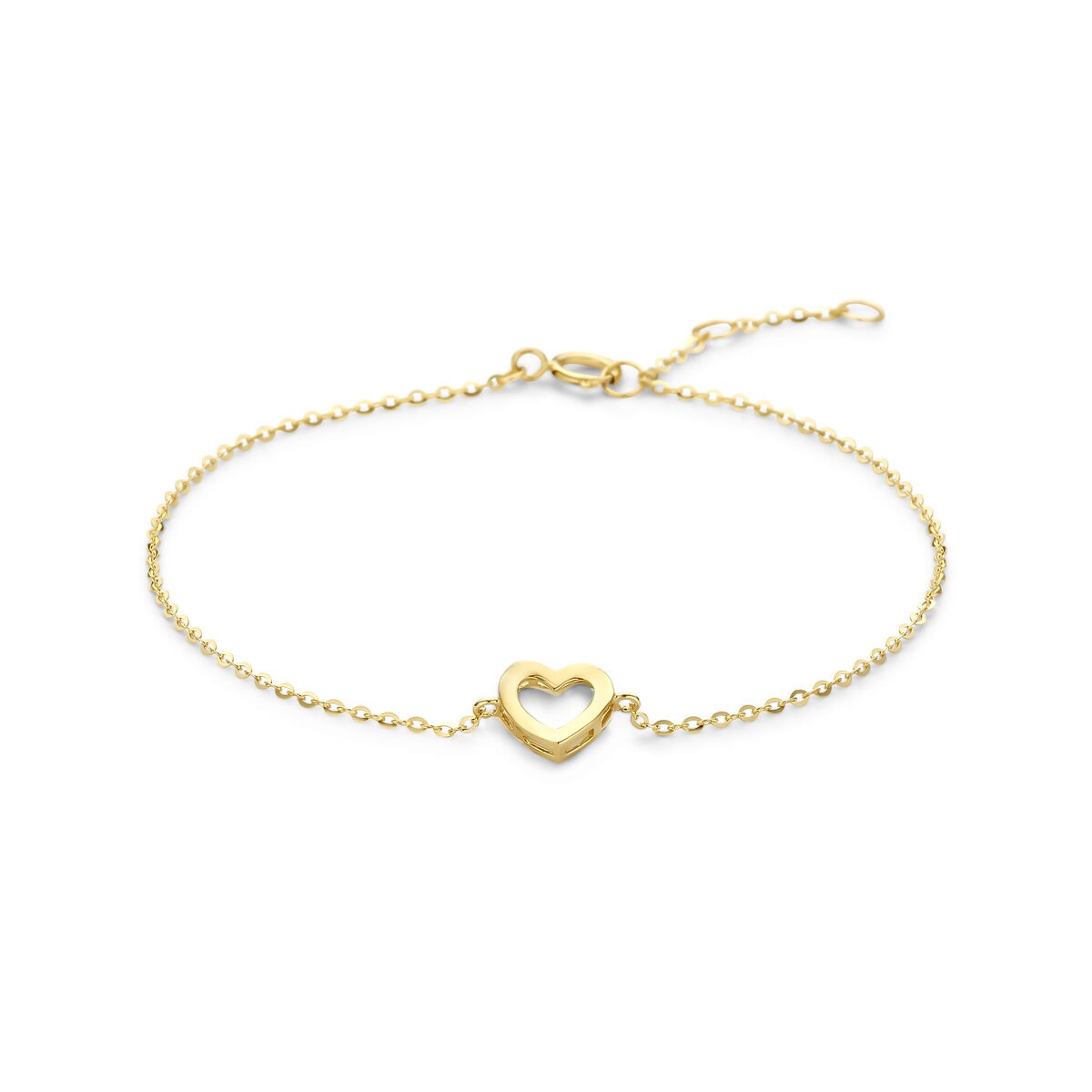 Pulsera de oro amarillo de 9 quilates con un colgante en forma de corazón.