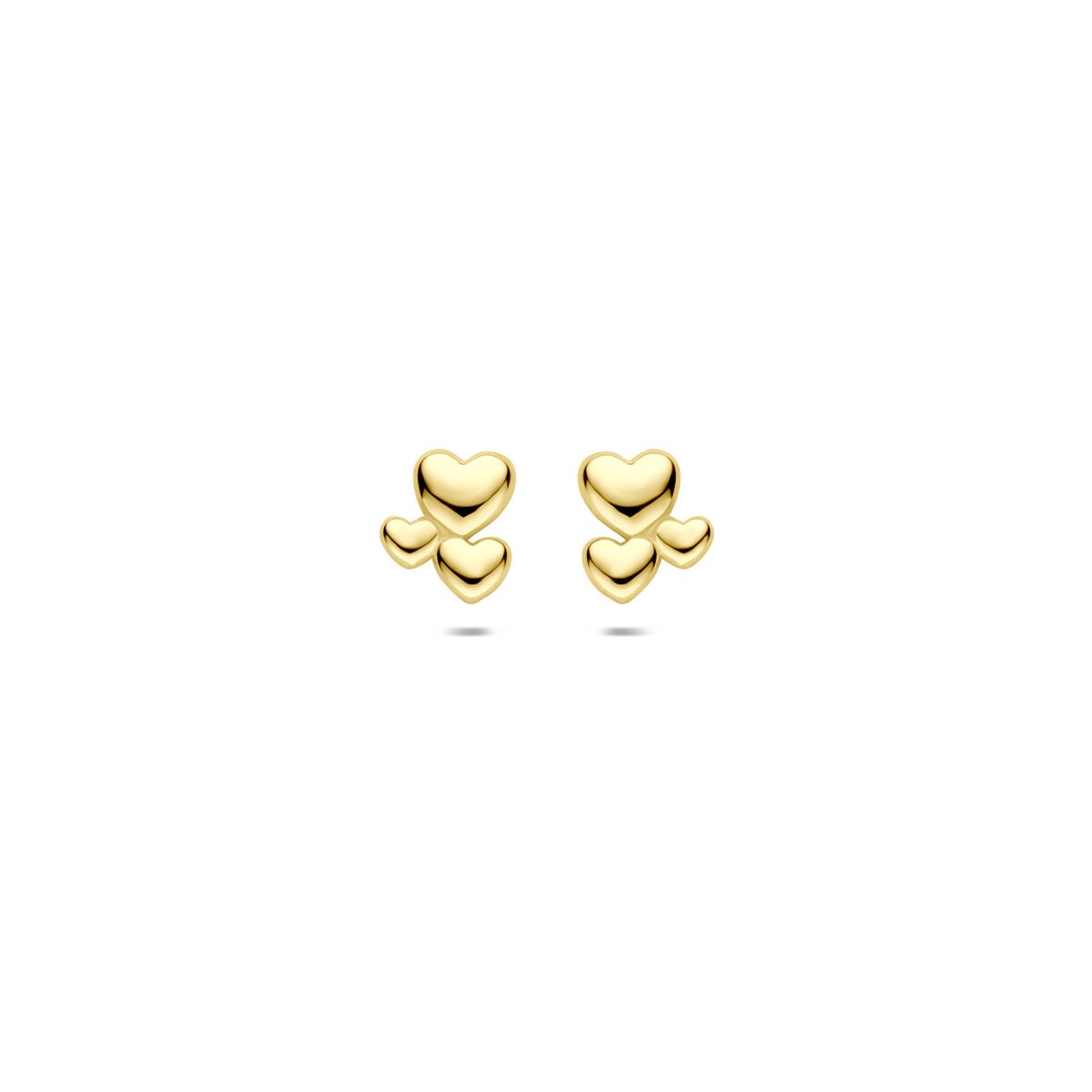 Pendientes de oro amarillo de 9 quilates con forma de corazones.