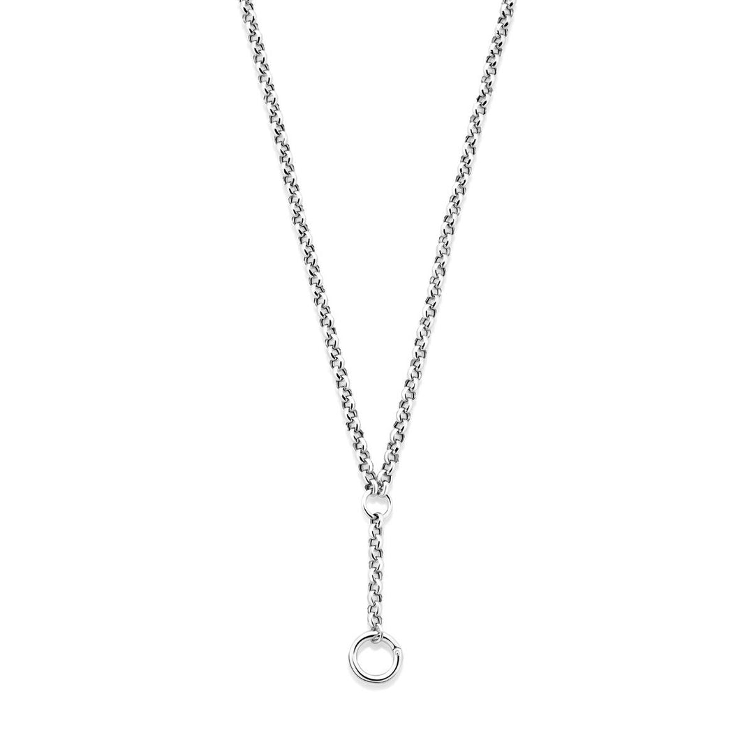 Gerhodineerd 925 zilveren Y-collier met connector 46 cm