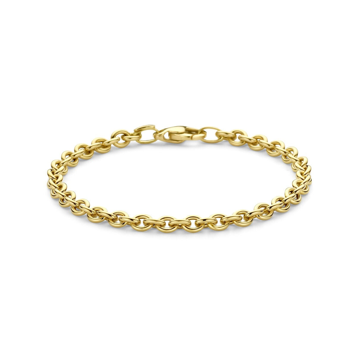 Pulsera de eslabones de oro amarillo de 14k con diseño de ancla.
