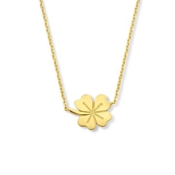 Cadena de oro de 9 quilates con colgante de trébol, ajustable de 40 a 44 cm.