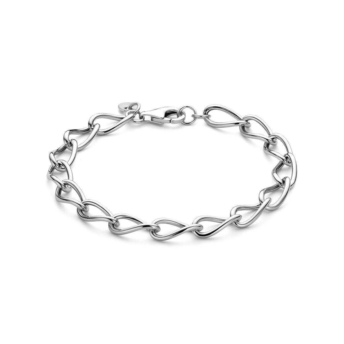 Pulsera de ancla de plata 925 rodiada con eslabones entrelazados.