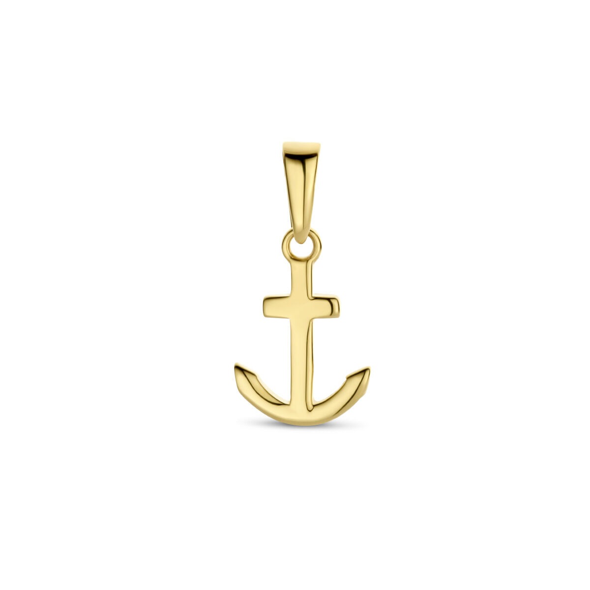 Colgante de ancla en oro amarillo de 9 quilates con un acabado pulido y diseño sencillo.