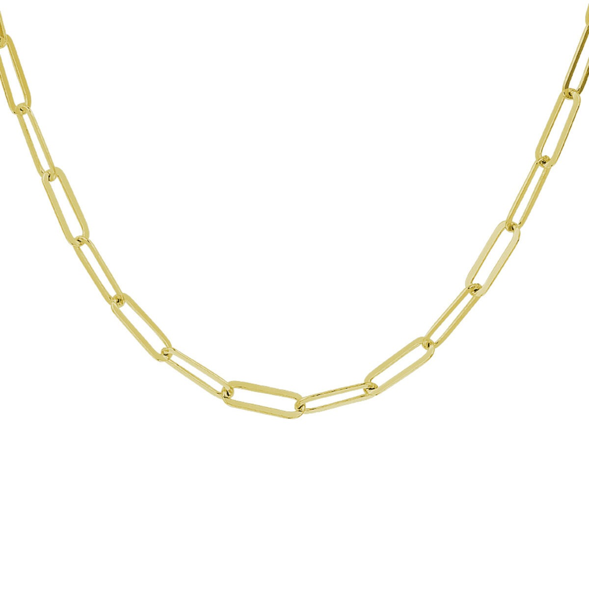 Collar de eslabones en plata de ley 925 bañado en oro amarillo, longitud de 41 a 45 cm.