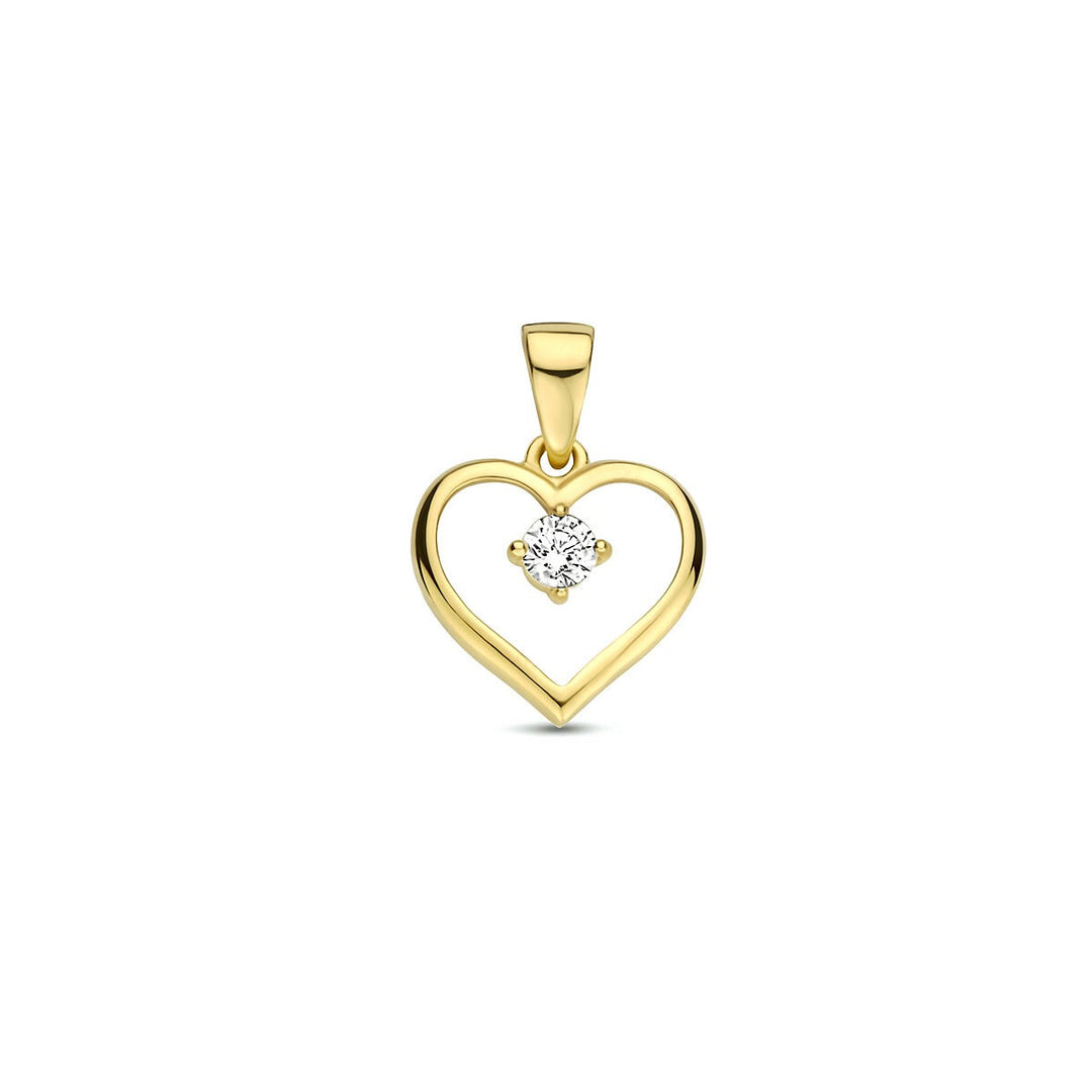 9k Geelgouden Hanger Hart met Zirkonia