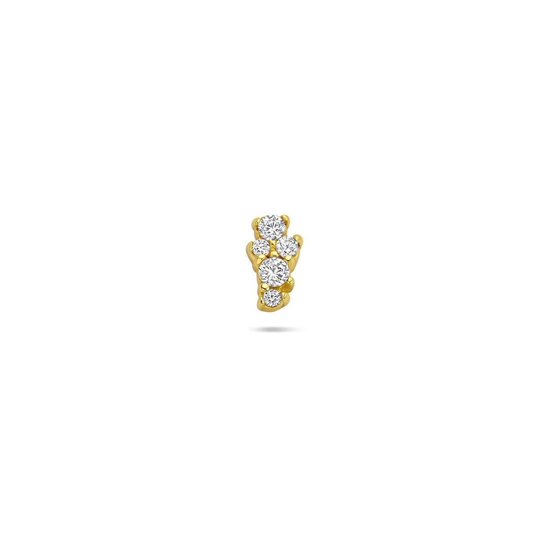 Verguld 925 zilveren flat back piercing met zirkonia