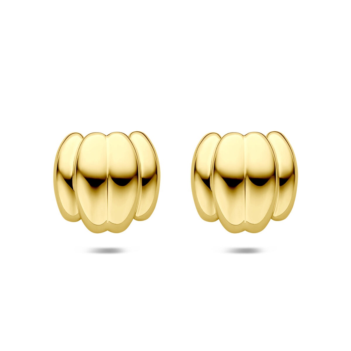Pendientes de aro dorados con ion plating, de 23 mm, con diseño ondulado y brillante.