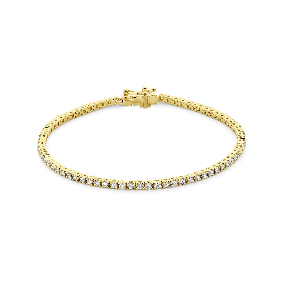 Pulsera de tenis de plata 925 bañada en oro con diamantes cultivados en laboratorio.