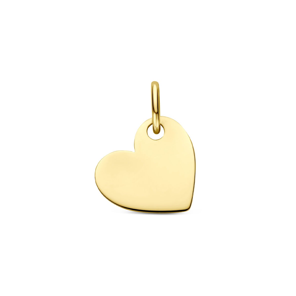 Colgante en forma de corazón de 14k, acabado dorado, mide 9 mm.