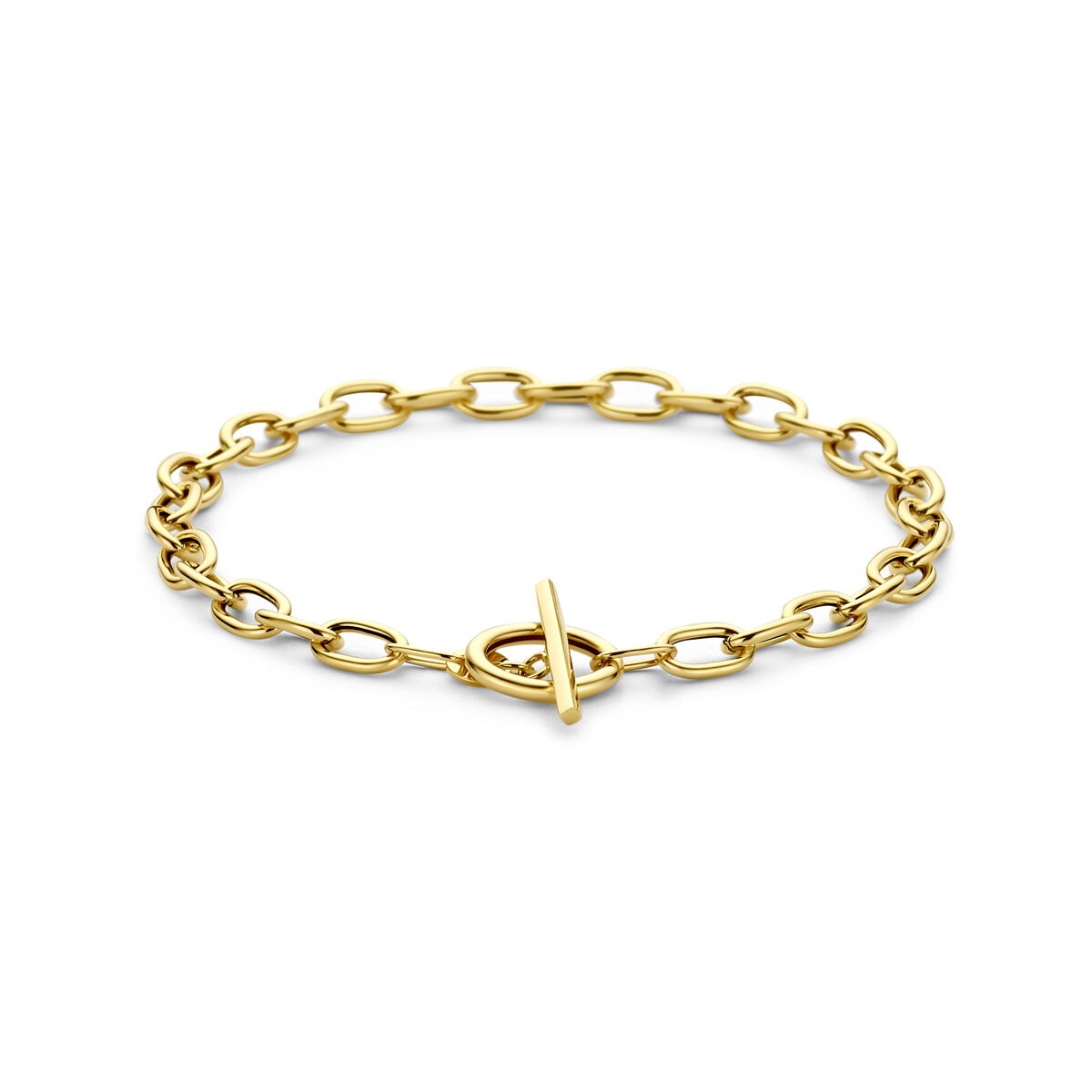 Pulsera de ancla de oro amarillo de 14k con cierre tipo capitán.