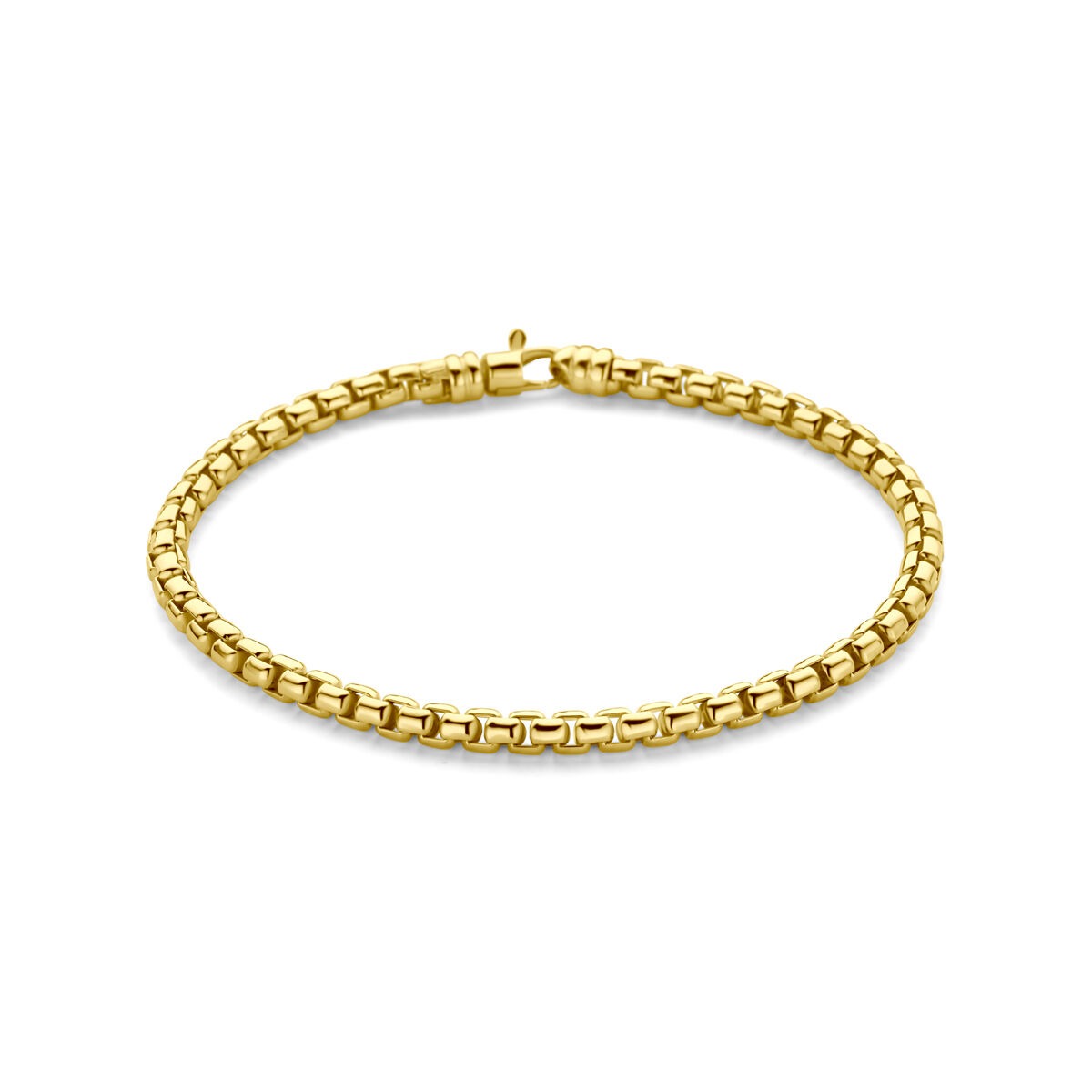 Pulsera de dama en oro amarillo de 14k con núcleo plateado, de 4,3 mm de grosor.