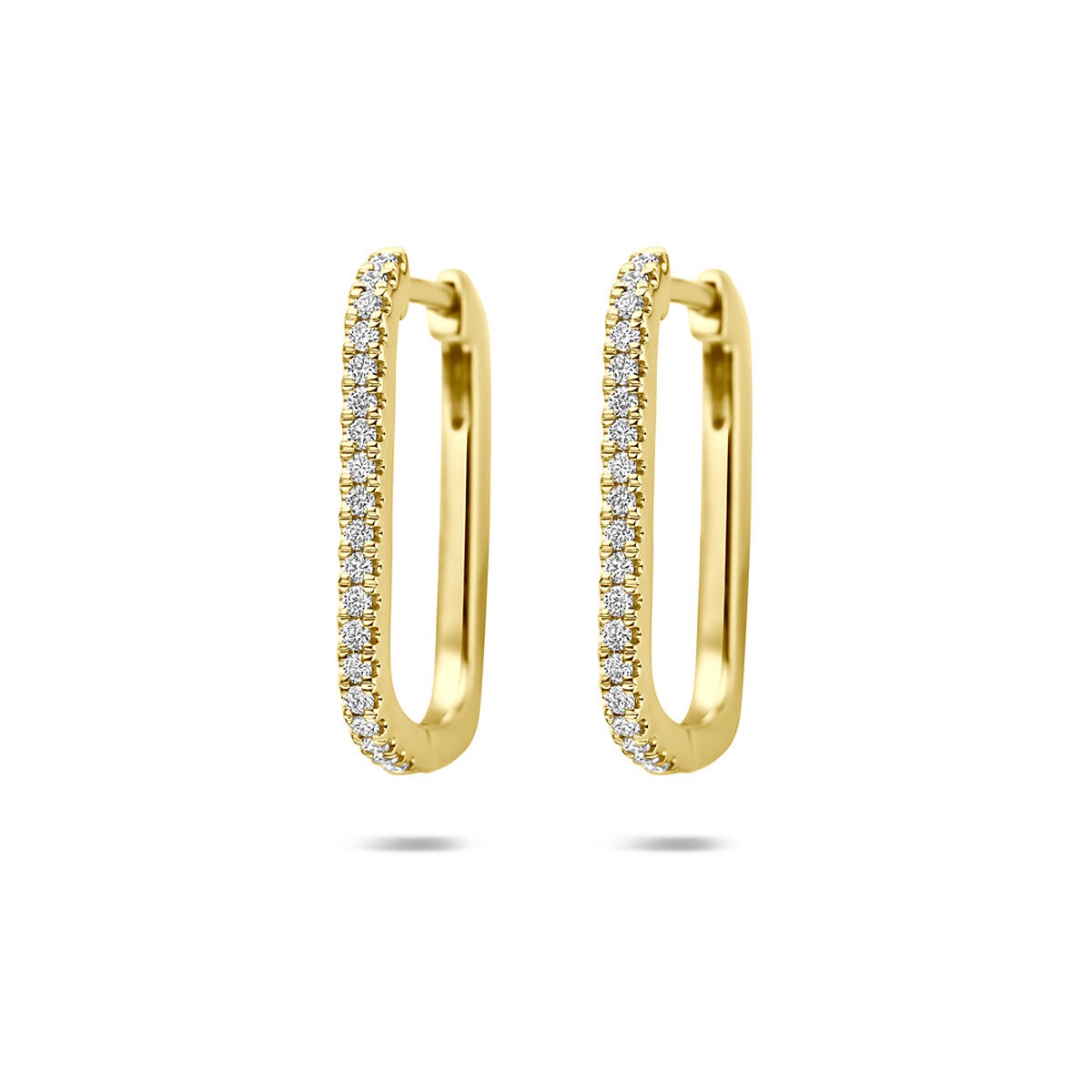 Pendientes de aro de oro amarillo de 14k con diamantes cultivados en laboratorio.
