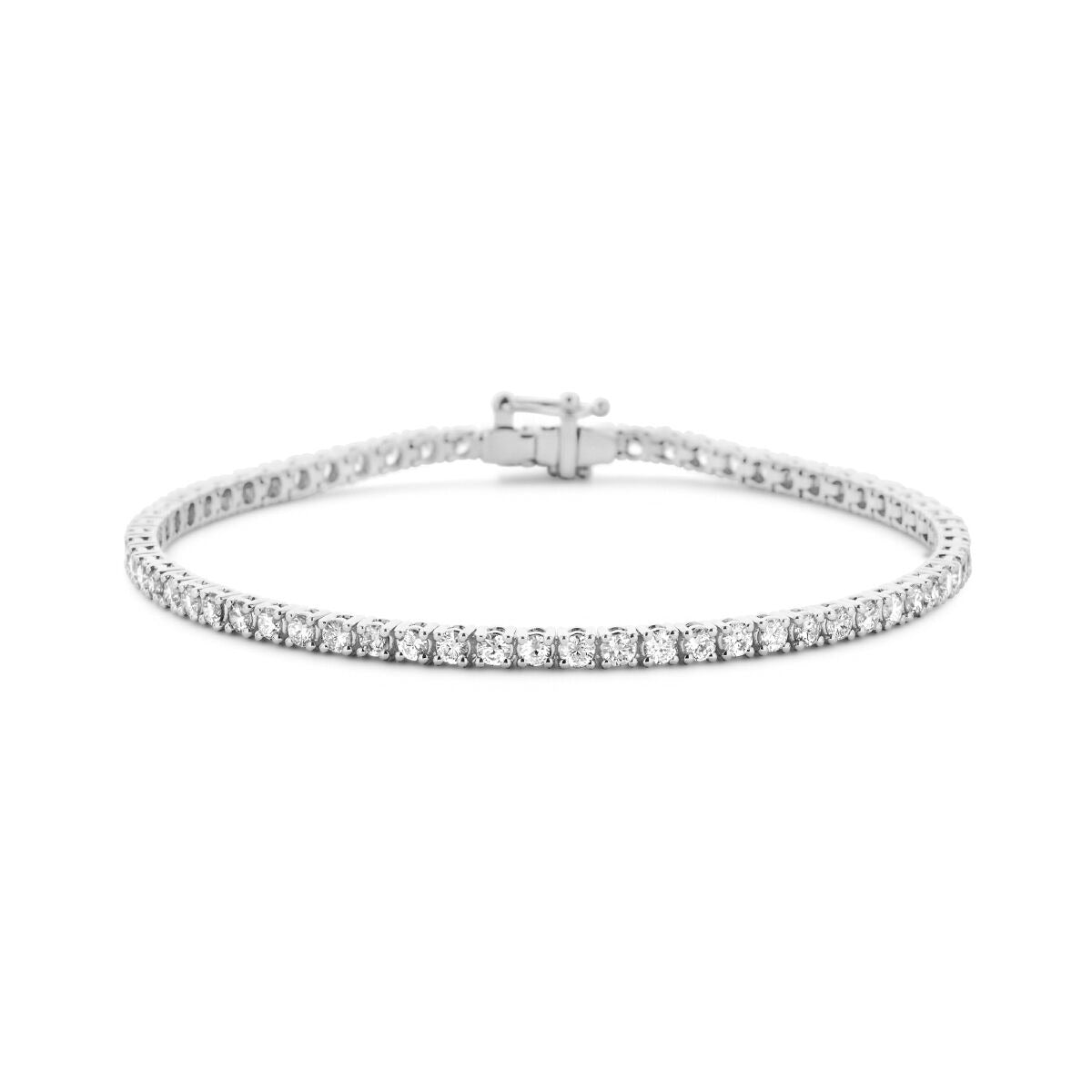 Pulsera de tenis de oro blanco de 14k con diamantes cultivados en laboratorio de 3.00 ct.