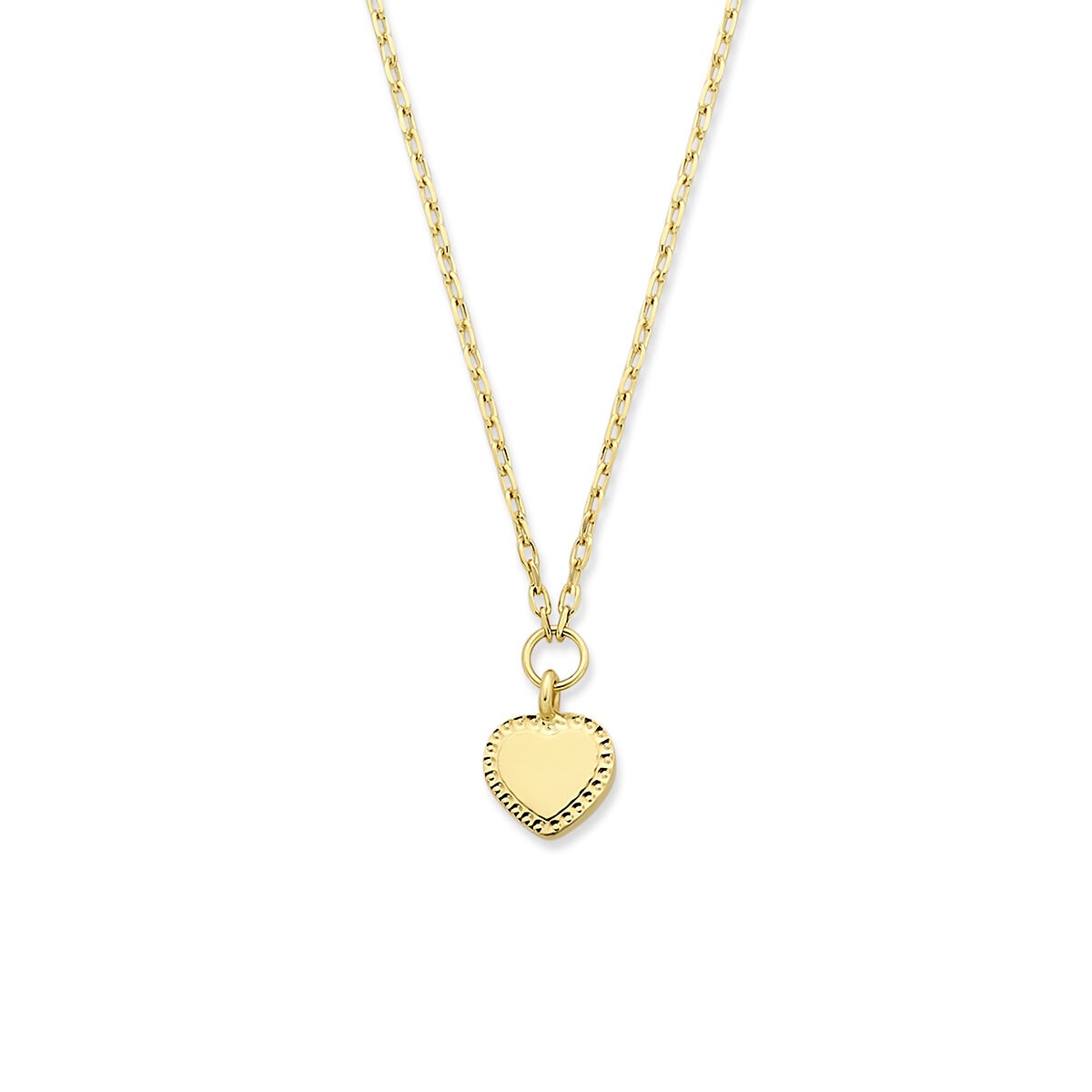 Fijn 14k geelgouden anker collier met een hartvormige hanger.